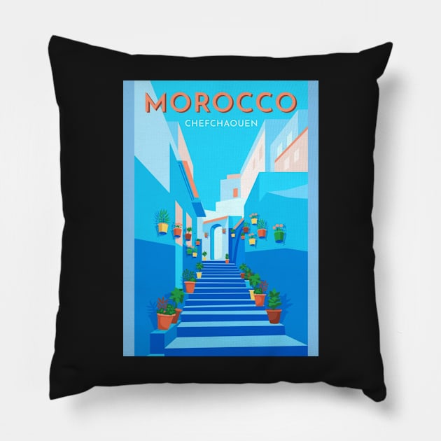 My Morocco (Chefchaouen) Pillow by Hand-drawn