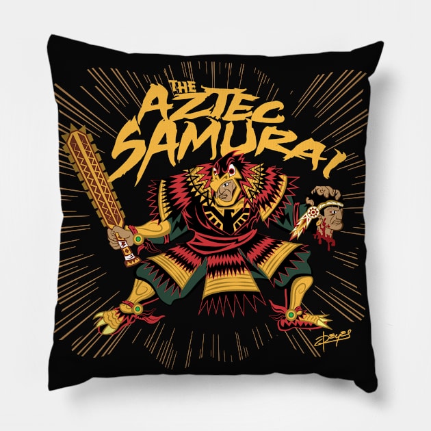 Eagle Warrior Aztec Samurai vDark Pillow by mredthefed