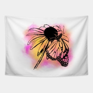 Monarch Butterfly on Flower Colorful Background Tapestry