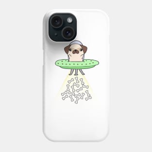 Funny pug dog is flying a ufo Phone Case