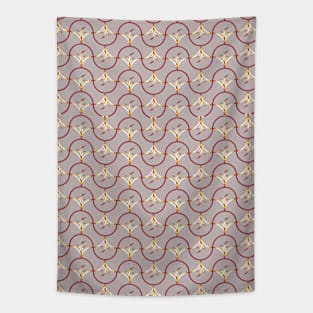 Cherry Blossom Gradient Half Circles Leaves Tapestry