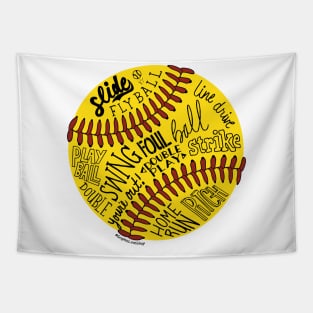 Softball Words © GraphicLoveShop Tapestry