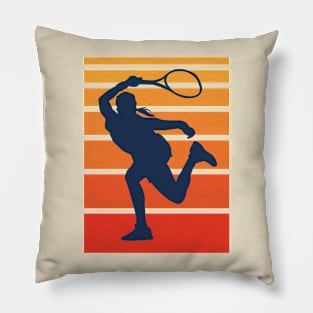 Retro Tennis Silhouette Pillow