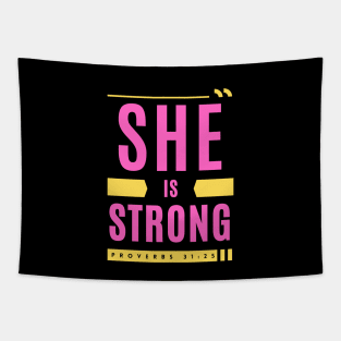 She Is Strong | Christian Woman Tapestry