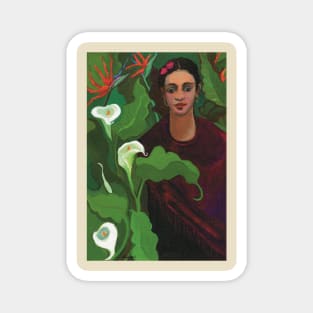 Frida with Calla Lilies and Birds of Paradise Magnet