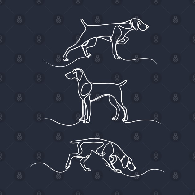 Continuous Line Weimaraners With Docked Tails (Navy and White) by illucalliart