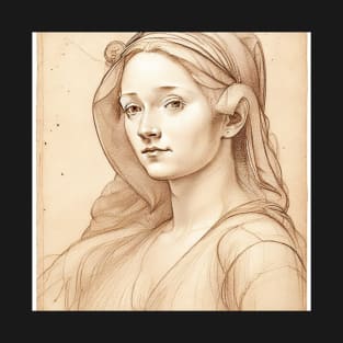 Study of a Young Woman by Leonardo da Vinci - Artistic Homage T-Shirt