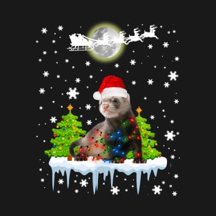 Ferret Gorgeous Reindeer Light Christmas Lover T-Shirt