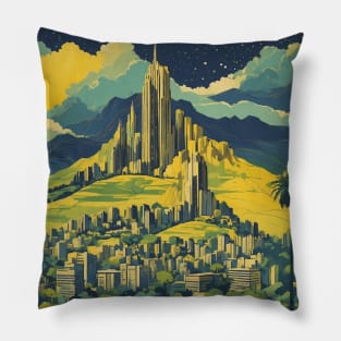 Belo Horizonte Starry Night Brazil Vintage Tourism Travel Poster Art Pillow