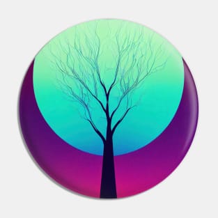 Lonely Tree Under a Blue Full Moon -Vibrant Colored Whimsical - Abstract Minimalist Bright Colorful Nature Poster Art of a Leafless Branches Pin