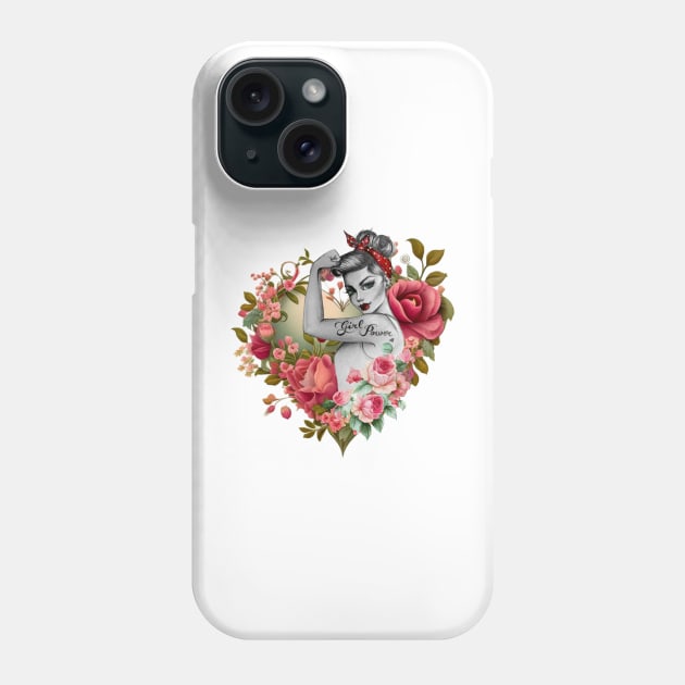 Girl Power by Anne Cha Modern Rosie the Riveter Phone Case by annechaart