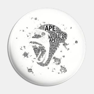 Ape Cousins - Evolution Word Art Print Pin