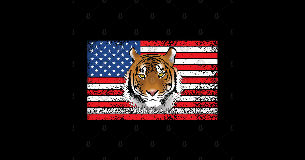 Tiger USA Flag - Tiger - Magnet | TeePublic