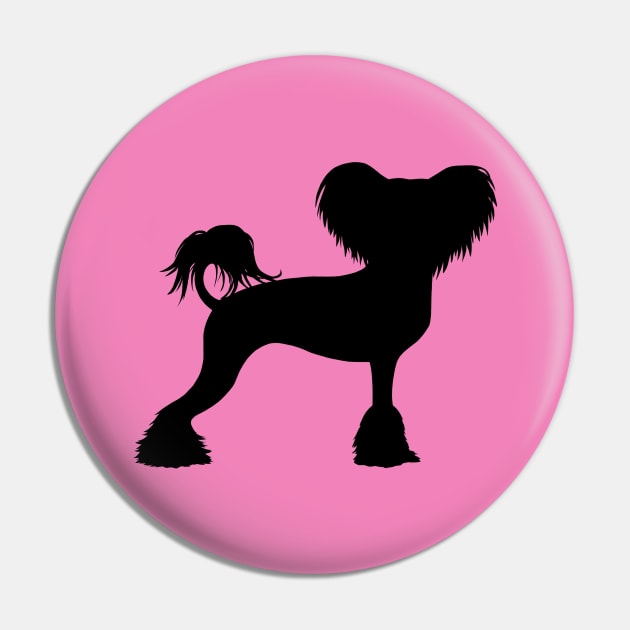 Black Chinese Crested Silhouette Pin by Coffee Squirrel