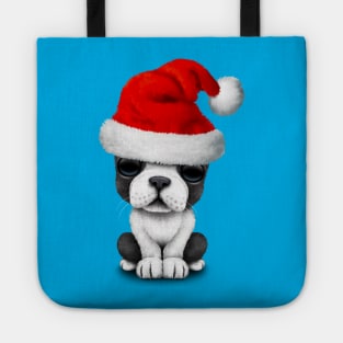 French Bulldog Puppy Dog Wearing a Santa Hat Tote