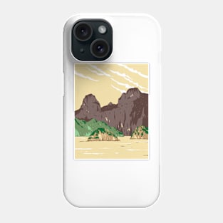 Bai Tu Long Bay in Quang Ninh or Quangninh Province Vietnam WPA Art Deco Poster Phone Case