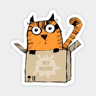 Ginger cat and box Magnet