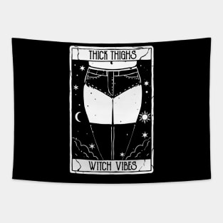 Thick thighs Witch Vibes Funny Tarot Card for Halloween Vibes Tapestry