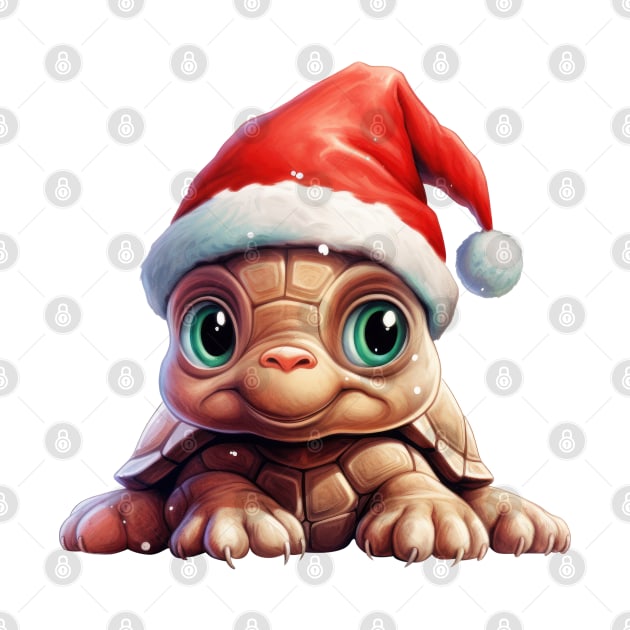 Christmas Peeking Baby Turtle by Chromatic Fusion Studio