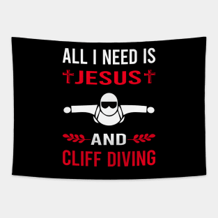 I Need Jesus And Cliff Diving Tapestry