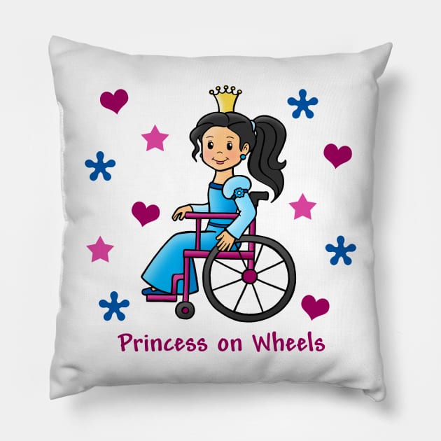 Princess On Wheels (Black Hair) Pillow by AnitaValle