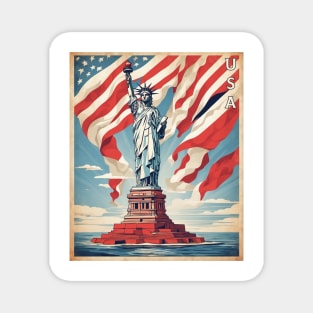 Statue of Liberty Manhattan New York United States of America Tourism Vintage Poster Magnet