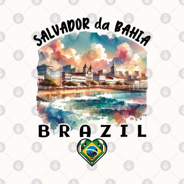 Salvador da Bahia Brazil Water Color Art by Sambastyles