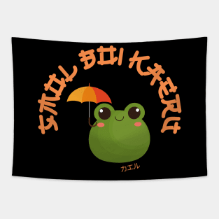 Kawaii Frog Cute Smol Boi Kaeru Frog with Umbrella Tapestry