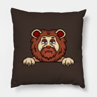 Lion Cartoon With Bored Face Expression Pillow