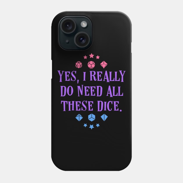 Dice Addict - Yes I Really Do Need These Dice Tabletop RPG Vault Phone Case by tabletopvault