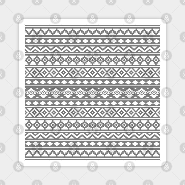 Aztec Essence Pattern II White on Gray Magnet by NataliePaskell