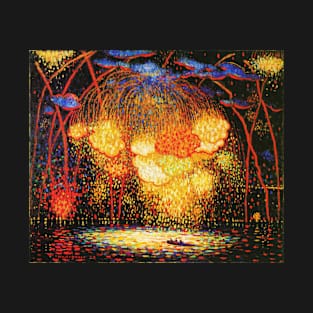 "The Rocket" - original oil on canvas by Edward Middleton Manigault; gorgeous painting of fireworks over water T-Shirt