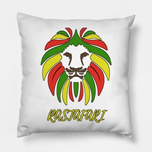 Reggae Rastafari lion with small text Pillow