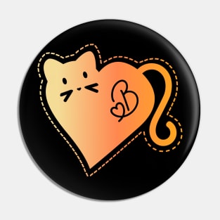 Heart Cat Monogram B in Orange Pin