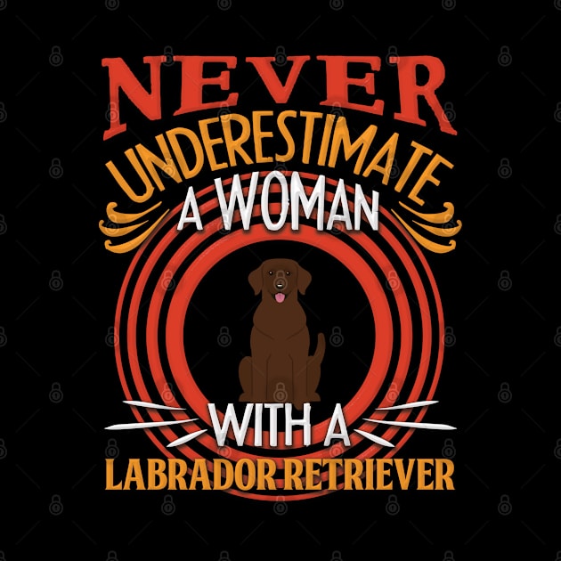 Never Underestimate A Woman With A Labrador Retriever Silhouette - Gift For Mother of Labrador Retriever Dog Breed by HarrietsDogGifts