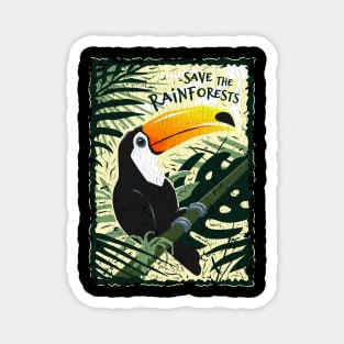 Toucan - Save the Rainforests - Vintage Style Magnet