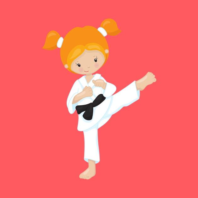 Karate Girl, Cute Girl, Orange Hair, Black Belt by Jelena Dunčević