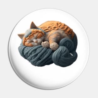 Sleepy Kitty Cat Knitten Kitten Pin