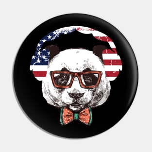 Funny Panda Headset Gamer 4th Of July America Flag Gaming Pin