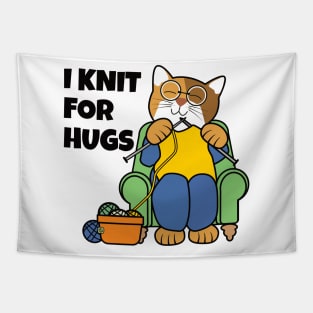 I Knit for Hugs Knitting Cat Tapestry