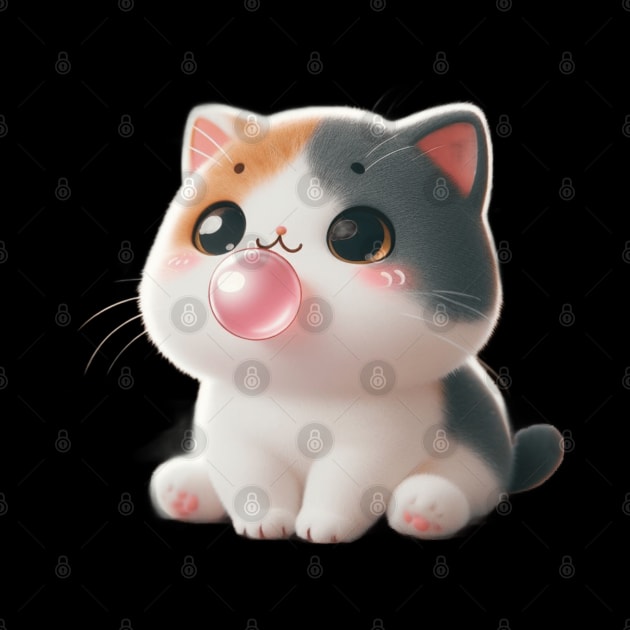 Cute Cat Blowing A Bubble Gum by Divineshopy