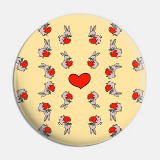 Rabbit Holding a Heart Pattern Pin