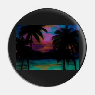 TROPICAL PALM TREE SUNSET FLAMING PARADISE PRINT Pin