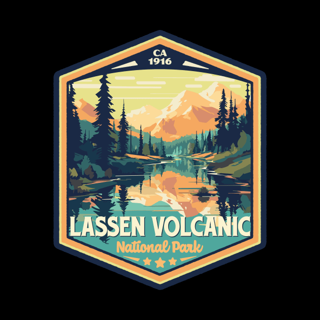 Lassen Volcanic National Park Vintage WPA Style National Parks Art by GIANTSTEPDESIGN