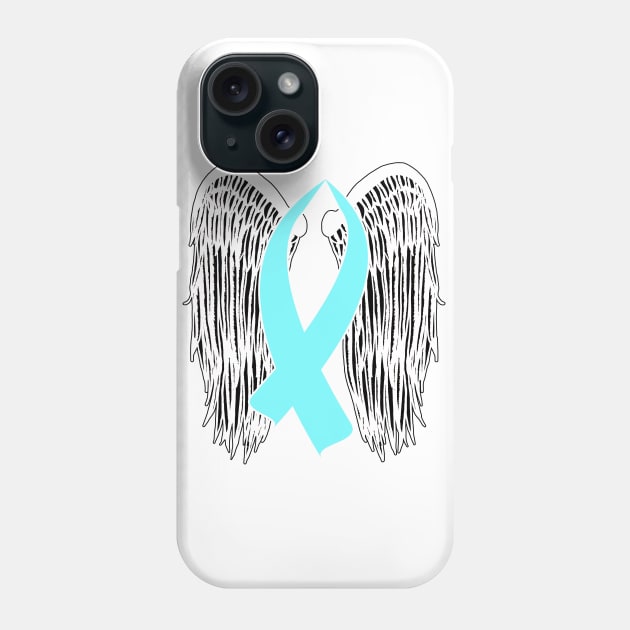 Winged Awareness Ribbon (Light Blue) Phone Case by BlakCircleGirl