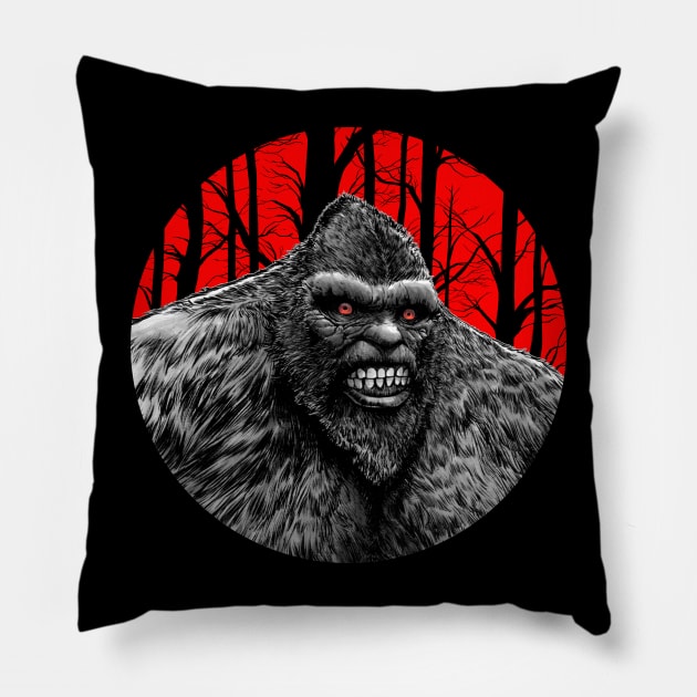 Bigfoot Red Pillow by ShawnLangley