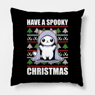 Have A Spooky Christmas Sweaters Cat Pillow