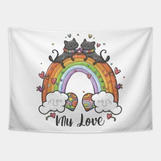 My Rainbow Cat is My Valentine Tapestry