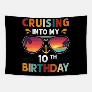 Cruising Into My 10th Birthday 10 Years Old Cruise Birthday Tapestry