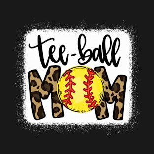 Tee Ball Mom Leopard Yellow Softball Christmas T-Shirt